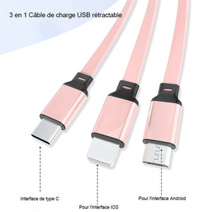 Câble de charge USB rétractable 3 en 1