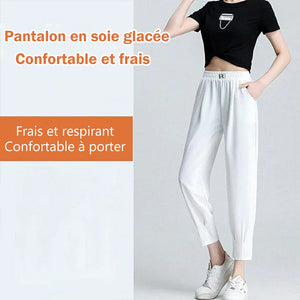 Pantalon en soie de glace pour femmes cool