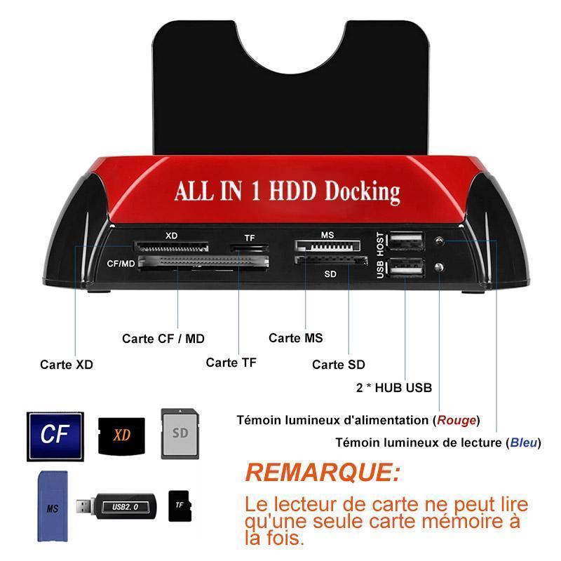 Station D'accueil Double Pour Disques Durs 2,5" Et 3,5" IDE/SATA - USB 2.0, Alimentation Incluse, Compatible Windows - 10