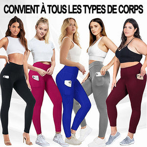 Leggings de sport extensible taille haute avec poches