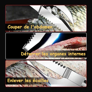 Couteau pour enlever les écailles poisson couper/gratter/creuser 3-en-1