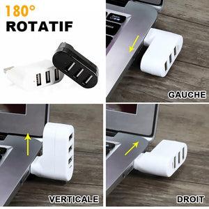 Mini hub USB rotatif à 3 ports