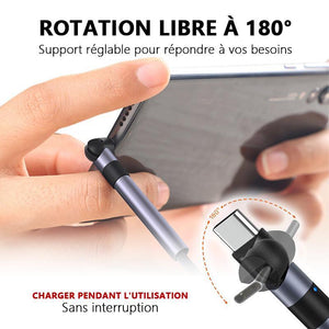 Câble de charge pour téléphone portable avec Support Rotatif