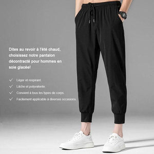 Pantalon décontracté homme en soie glacée