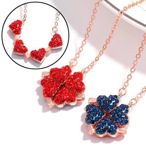 Collier en cristal coeur trèfle à quatre feuilles