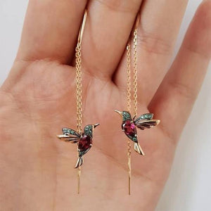 Boucles d'oreilles élégantes en strass Colibri pour femme