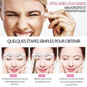 Ensemble de poudre à sourcils avec 24 styles d'autocollants pour sourcils différents