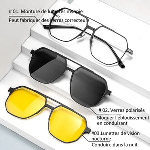 3 en 1 Lunettes de soleil polarisées magnétiques