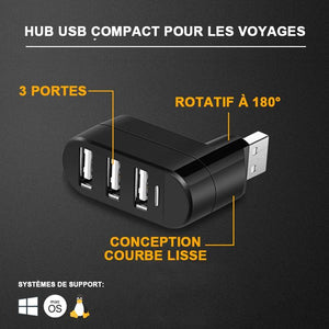 Mini hub USB rotatif à 3 ports