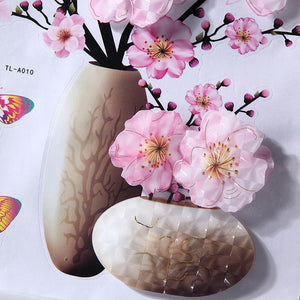 VASE À FLEURS EN 3D STICKER MURAL AUTO-ADHÉSIFS