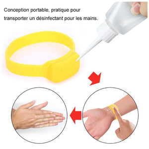 Bracelet en silicone avec gel désinfectant pour les mains