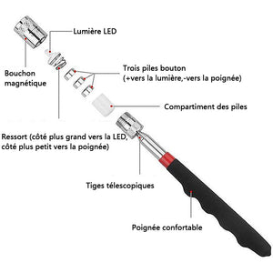 Outil de ramassage magnétique LED