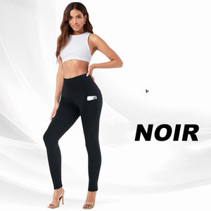 Leggings de sport extensible taille haute avec poches