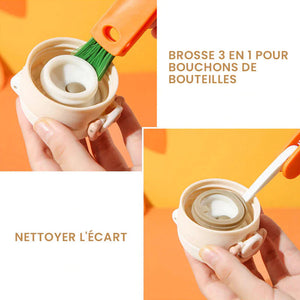 Brosse de nettoyage multifonctionnelle pour couvercle de tasse 3 en 1