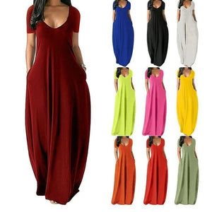 Robe de couleur unie avec poches obliques