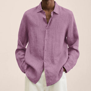 Chemise coupe classique en coton et lin  pour hommes