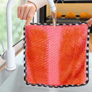 Serviette de cuisine en molleton corail (5 pièces, Couleur aléatoire)