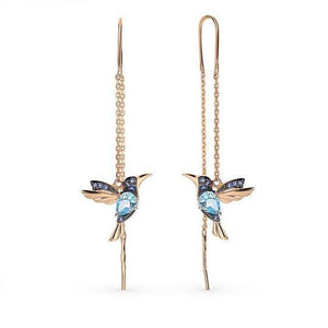 Boucles d'oreilles élégantes en strass Colibri pour femme