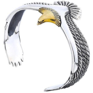 Bracelet manchette aigle en argent