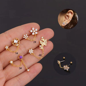 Boucles d'oreilles zircon violet chaîne