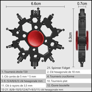 23 en 1 Clé à flocon de neige gyroscopique du bout des doigts