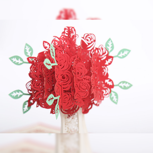 Carte Pop-up Bouquet de Roses Romantiques