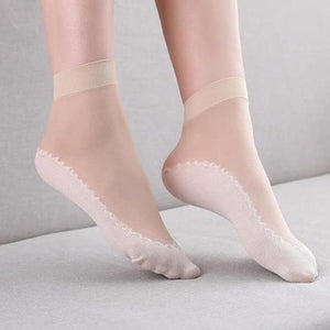 Chaussettes soyeuses en coton antidérapant ( 5 paires )