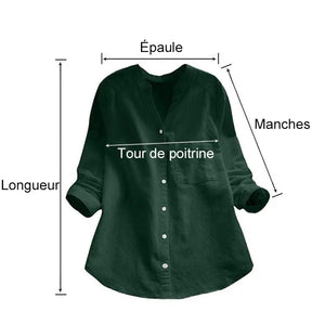 Chemise décontractée en lin et coton à manches longues