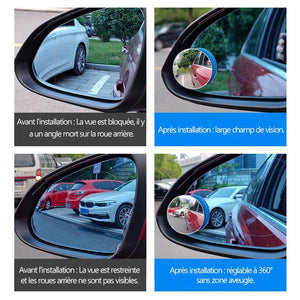 Petit miroir rond tournant à 360 ° pour voiture (2 pièces)