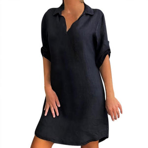 Robe chemise nordique à manches courtes