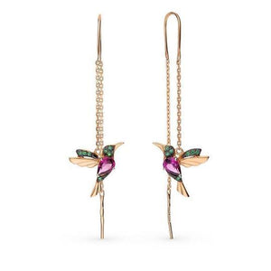 Boucles d'oreilles élégantes en strass Colibri pour femme