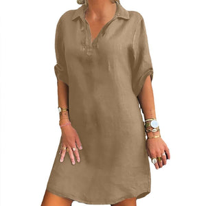 Robe chemise nordique à manches courtes