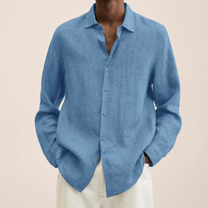 Chemise coupe classique en coton et lin  pour hommes