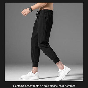 Pantalon décontracté homme en soie glacée