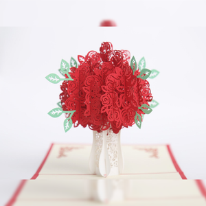 Carte Pop-up Bouquet de Roses Romantiques