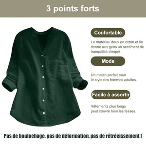 Chemise décontractée en lin et coton à manches longues