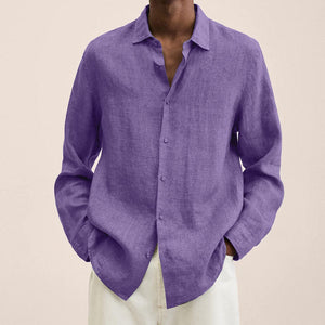 Chemise coupe classique en coton et lin  pour hommes