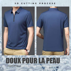 Polo en soie glacée pour hommes à la mode