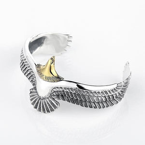 Bracelet manchette aigle en argent