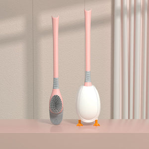 Brosse de toilette forme canard à polis doux à long manche