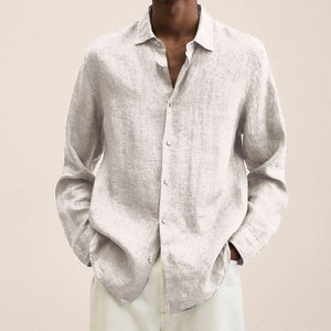 Chemise coupe classique en coton et lin  pour hommes