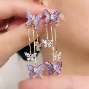 Boucles d'oreilles papillon violet