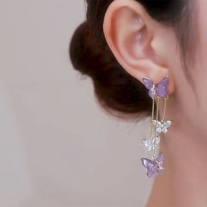 Boucles d'oreilles papillon violet