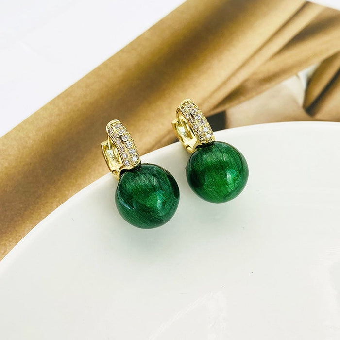 Boucles d'oreilles perle vert émeraude