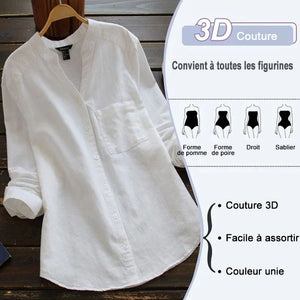 Chemise décontractée en lin et coton à manches longues